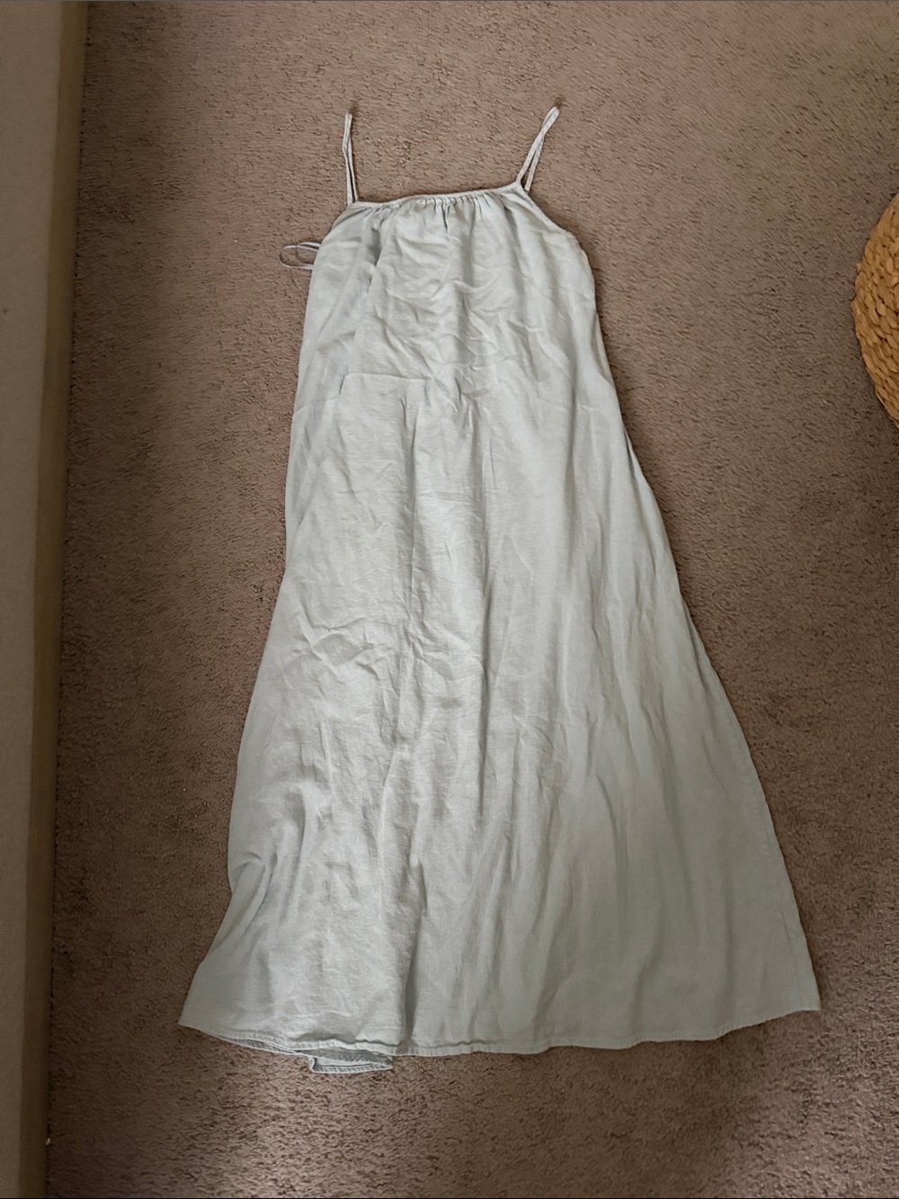 Aritzia Light Sage Green Linen Slip Dress